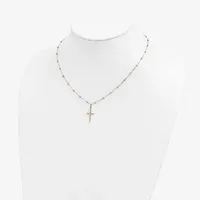 Womens 14K Tri-Color Gold Cross Pendant Necklace