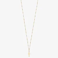 Womens 14K Tri-Color Gold Cross Pendant Necklace