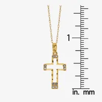 Womens White 14K Gold Cross Pendant Necklace