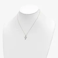 Womens White 14K Gold Cross Pendant Necklace