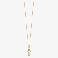 Womens White 14K Gold Cross Pendant Necklace