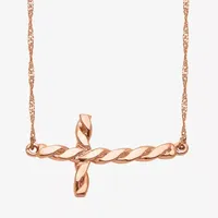 Womens 14K Rose Gold Cross Pendant Necklace