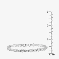 14K White Gold 7 Inch Hollow Link Heart Chain Bracelet