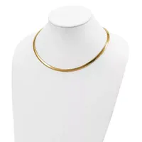 14K Two Tone Gold Inch Semisolid Omega Chain Necklace