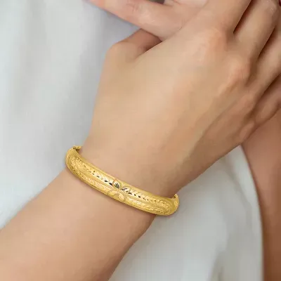 14K Oversized Florentine Hinged Bangle Bracelet