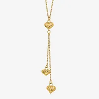 Womens 14K Gold Heart Y Necklace