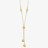 Womens 14K Gold Heart Y Necklace