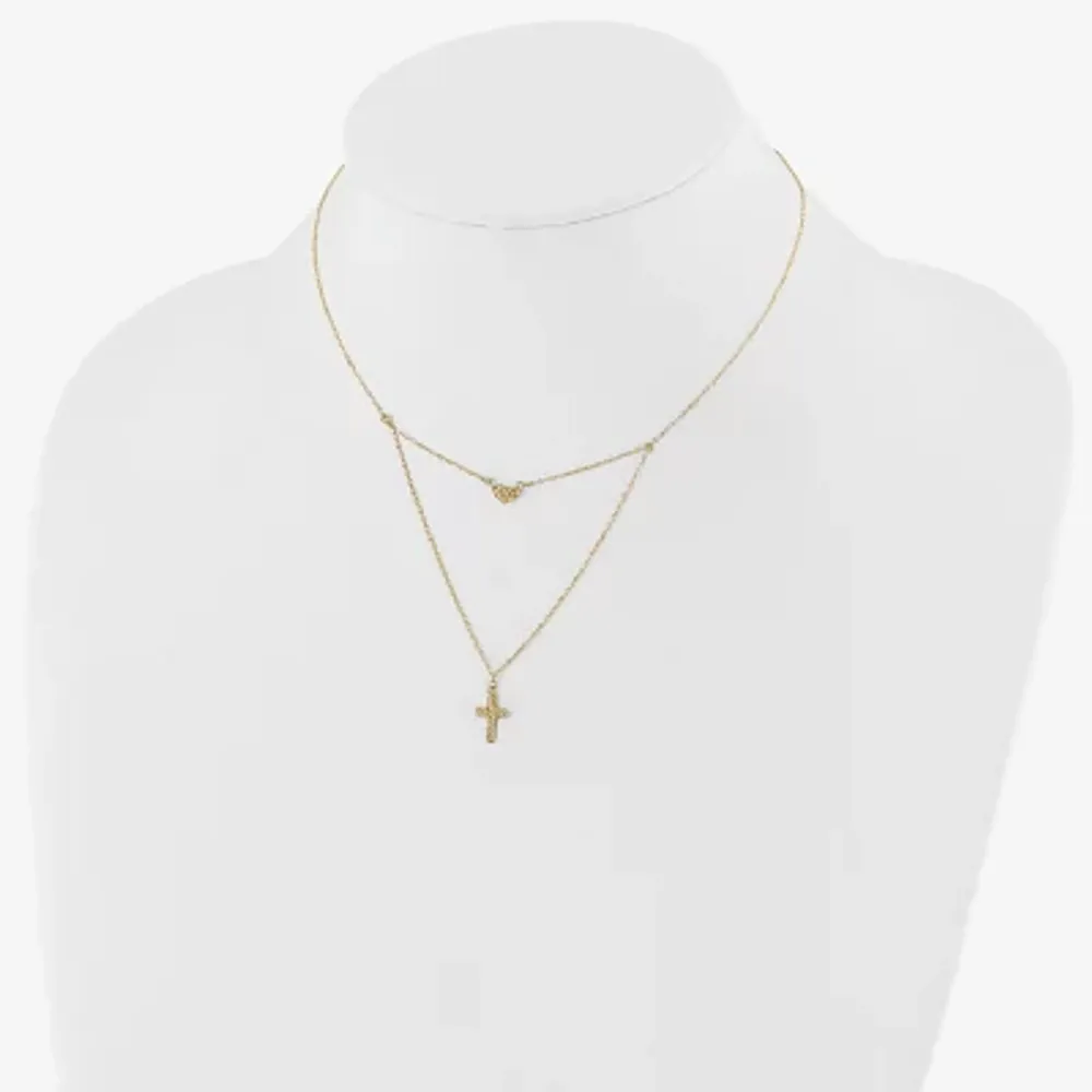 Womens 14K Gold Cross Pendant Necklace