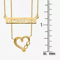 Love Always" Womens 14K Gold Bar Heart Infinity Pendant Necklace