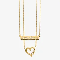 Love Always" Womens 14K Gold Bar Heart Infinity Pendant Necklace