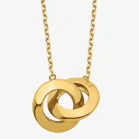 Womens 14K Gold Interlocking Circles Pendant Necklace