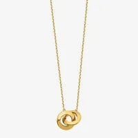 Womens 14K Gold Interlocking Circles Pendant Necklace