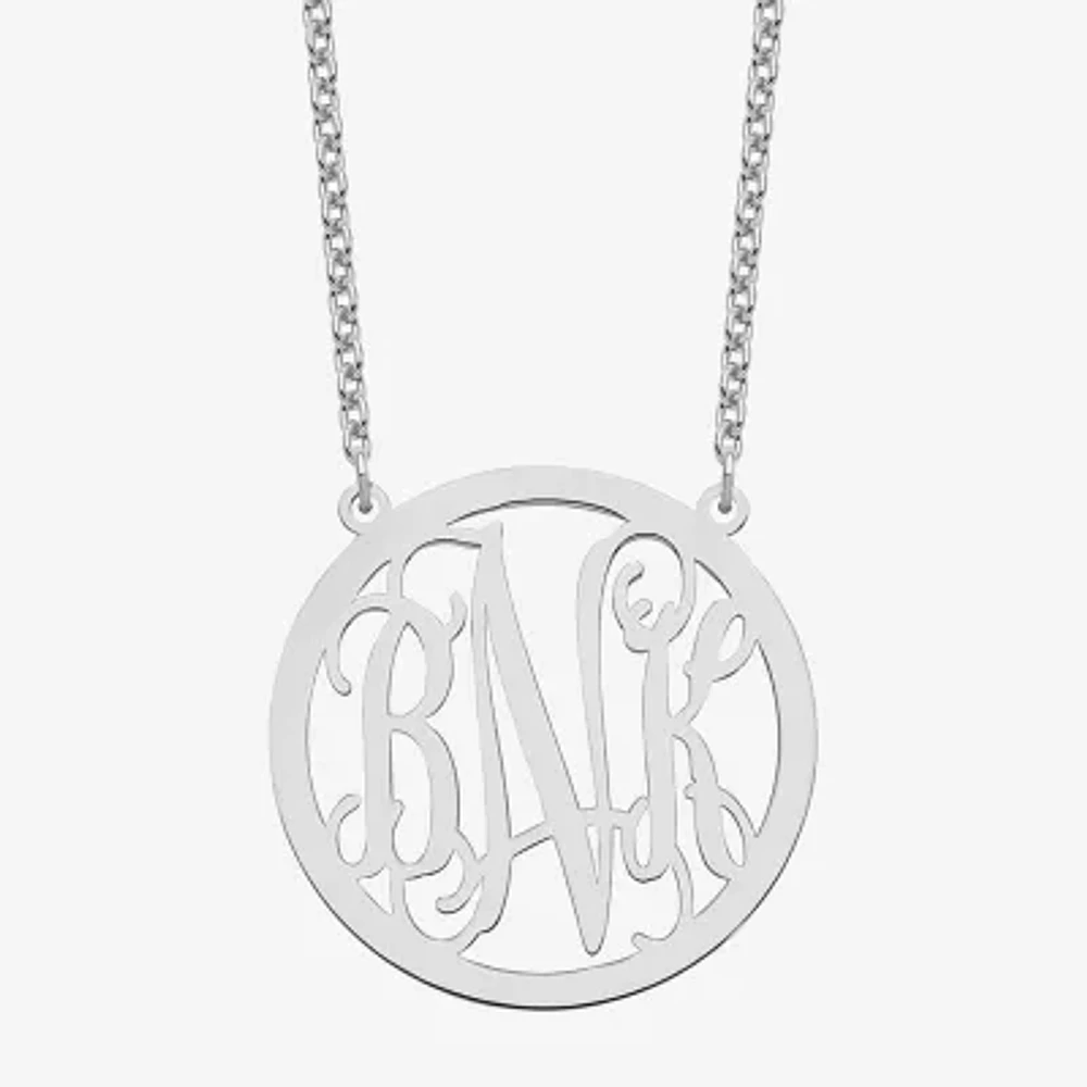 Personalized 32mm Circle Monogram Pendant Necklace