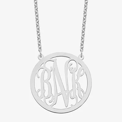 Personalized 32mm Circle Monogram Pendant Necklace