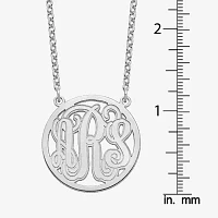 Personalized Initial Etched Outline Monogram 26mm Circle Pendant Necklace