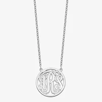 Personalized Initial Etched Outline Monogram 26mm Circle Pendant Necklace