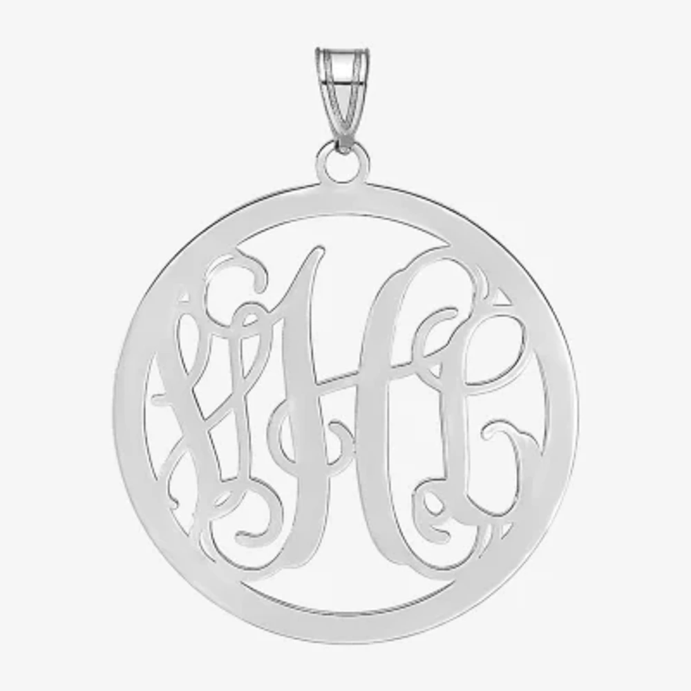 Personalized 43x32mm Circle Monogram Initials Pendant Necklace