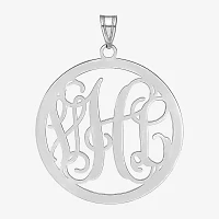 Personalized 43x32mm Circle Monogram Initials Pendant Necklace