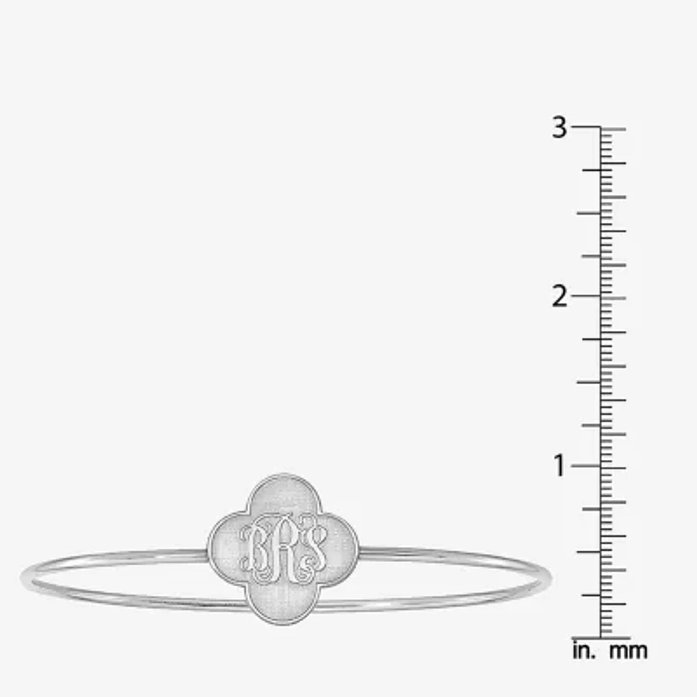 Personalized Sterling Silver 19mm Clover Monogram Bangle Bracelet