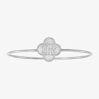 Personalized Sterling Silver 19mm Clover Monogram Bangle Bracelet