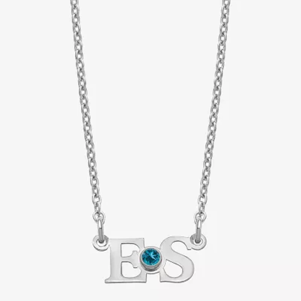 Personalized Birthstone 2 Initial Pendant Necklace