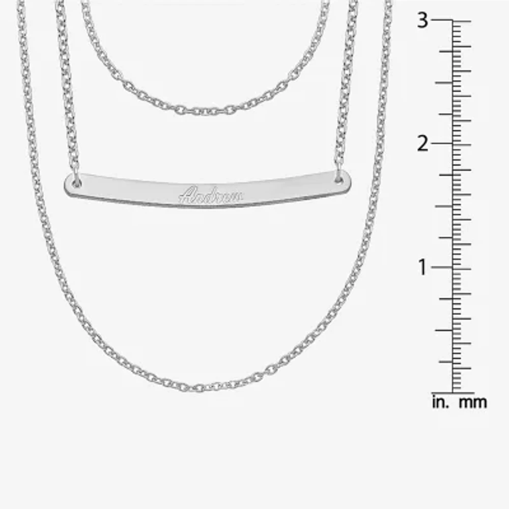 Personalized Sterling Silver Name Bar Pendant Necklace