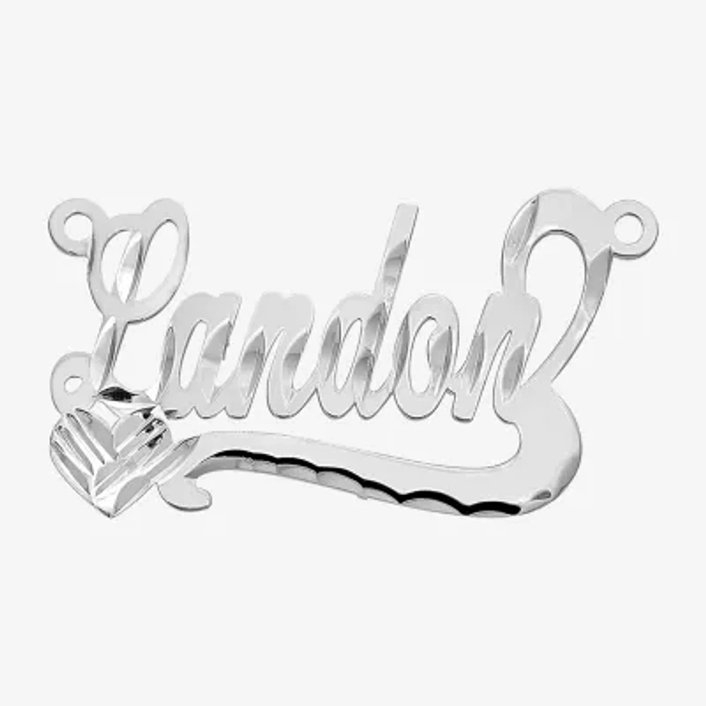 Personalized 15x34mm Diamond-Cut Scroll Name Necklace