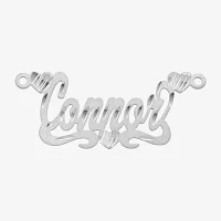 Personalized 12x36mm Satin Diamond-Cut Name Necklace