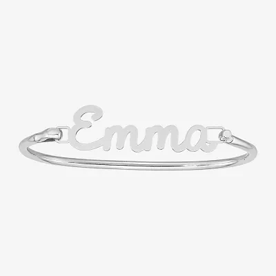 Personalized Sterling Silver Polished Name or Words Bangle Bracelet