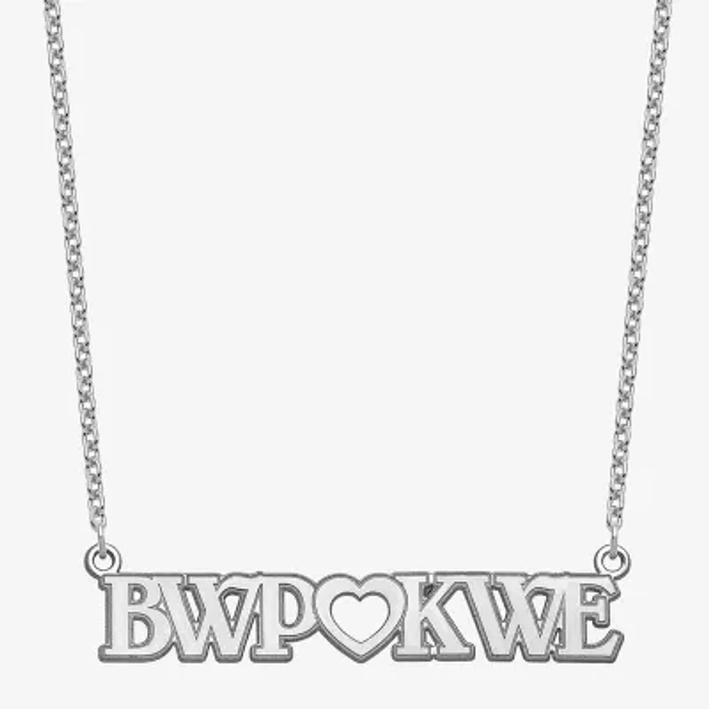 Personalized 10x34mm 2 Monogram with Heart Name Necklace