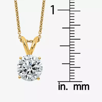 Womens 1 3/4 CT. T.W. White Moissanite 14K Gold Round Pendant Necklace