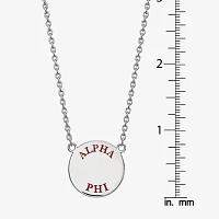 Alpha Phi Enamel Sterling Silver Disc Pendant Necklace