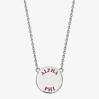 Alpha Phi Enamel Sterling Silver Disc Pendant Necklace