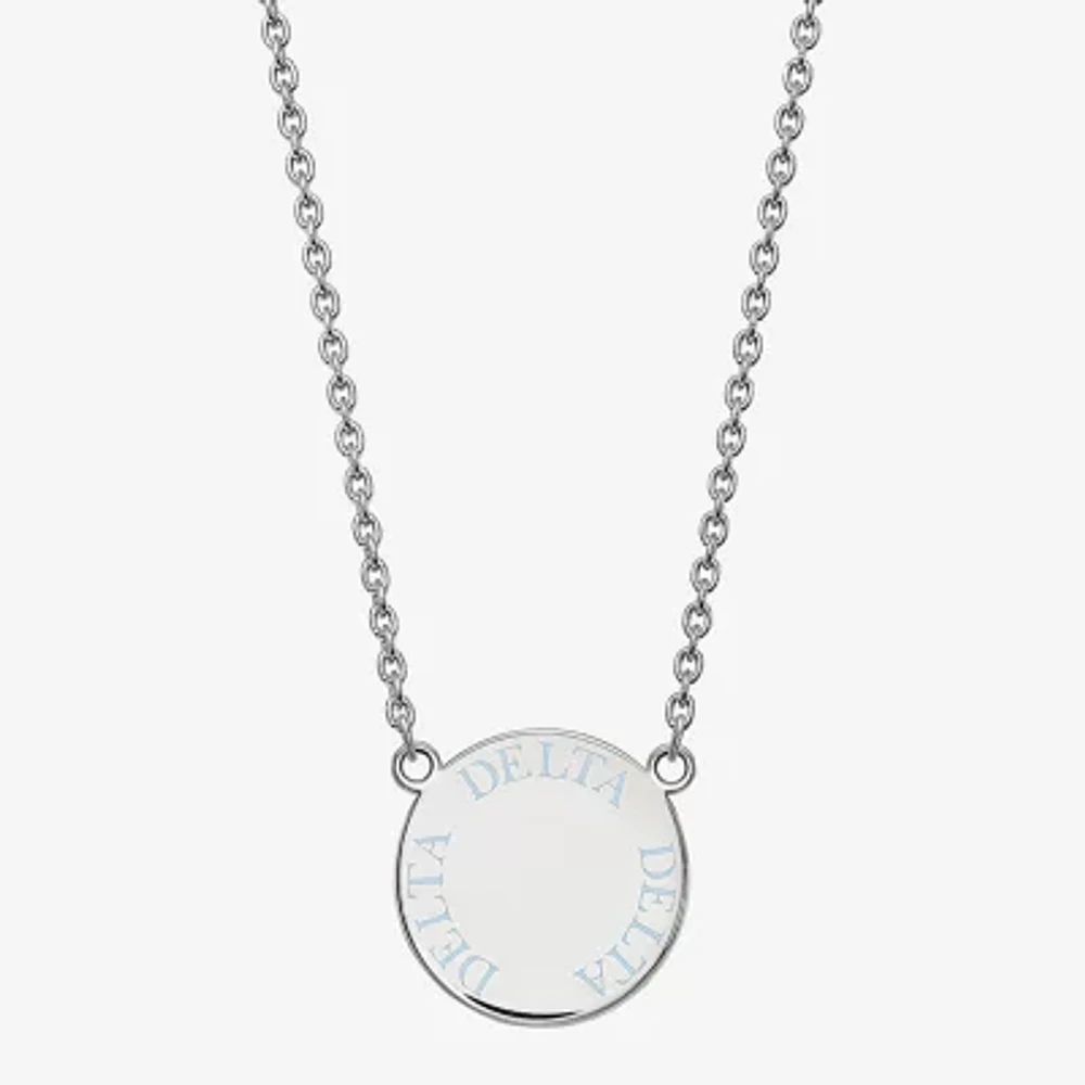 Delta Delta Delta Enamel Sterling Silver Disc Pendant Necklace