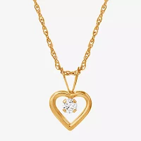 Girls 14K Gold & Cubic Zirconia Heart Pendant Necklace