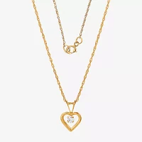 Girls 14K Gold & Cubic Zirconia Heart Pendant Necklace