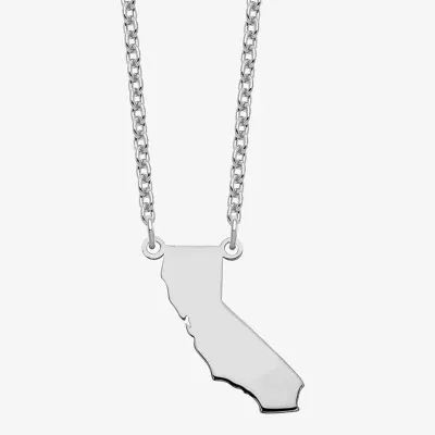 Personalized Sterling Silver California Pendant Necklace