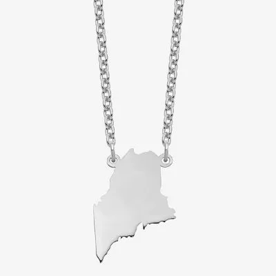 Personalized Sterling Silver Maine Pendant Necklace