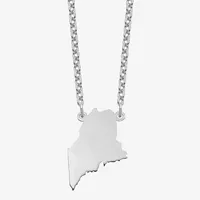 Personalized Sterling Silver Maine Pendant Necklace