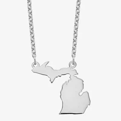 Personalized Sterling Silver Michigan Pendant Necklace