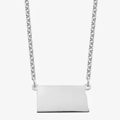 Personalized Sterling Silver North Dakota Pendant Necklace