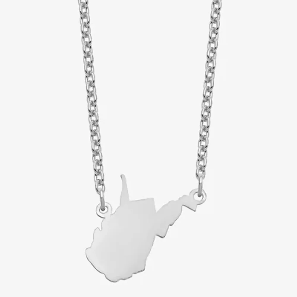 Personalized Sterling Silver West Virginia Pendant Necklace