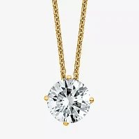 Womens / CT. T.W. White Moissanite 14K White Gold Round Pendant Necklace