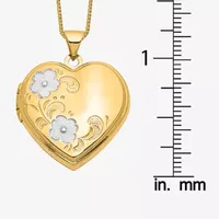 Womens 14K Two Tone Gold Heart Locket Necklace