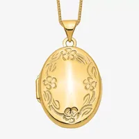 Womens 14K Gold Oval Locket Necklace