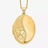 Womens 14K Gold Oval Locket Necklace