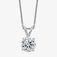 Womens / CT. T.W. White Moissanite 14K White Gold Round Pendant Necklace