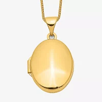 Womens 14K Gold Oval Locket Necklace