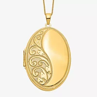 Womens 14K Gold Oval Locket Necklace