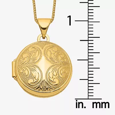 Womens 14K Gold Round Locket Necklace